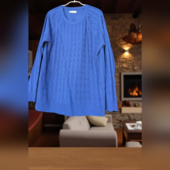 Croft & Barrow The Extra Soft Cabled Crew Neck Sweater Flynn Navy Large (EUC) - Picture 6 of 11